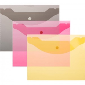 Папка-конверт на кнопке Attache (А5, 180мкм, до 120л., пластик) цветная, 10шт.