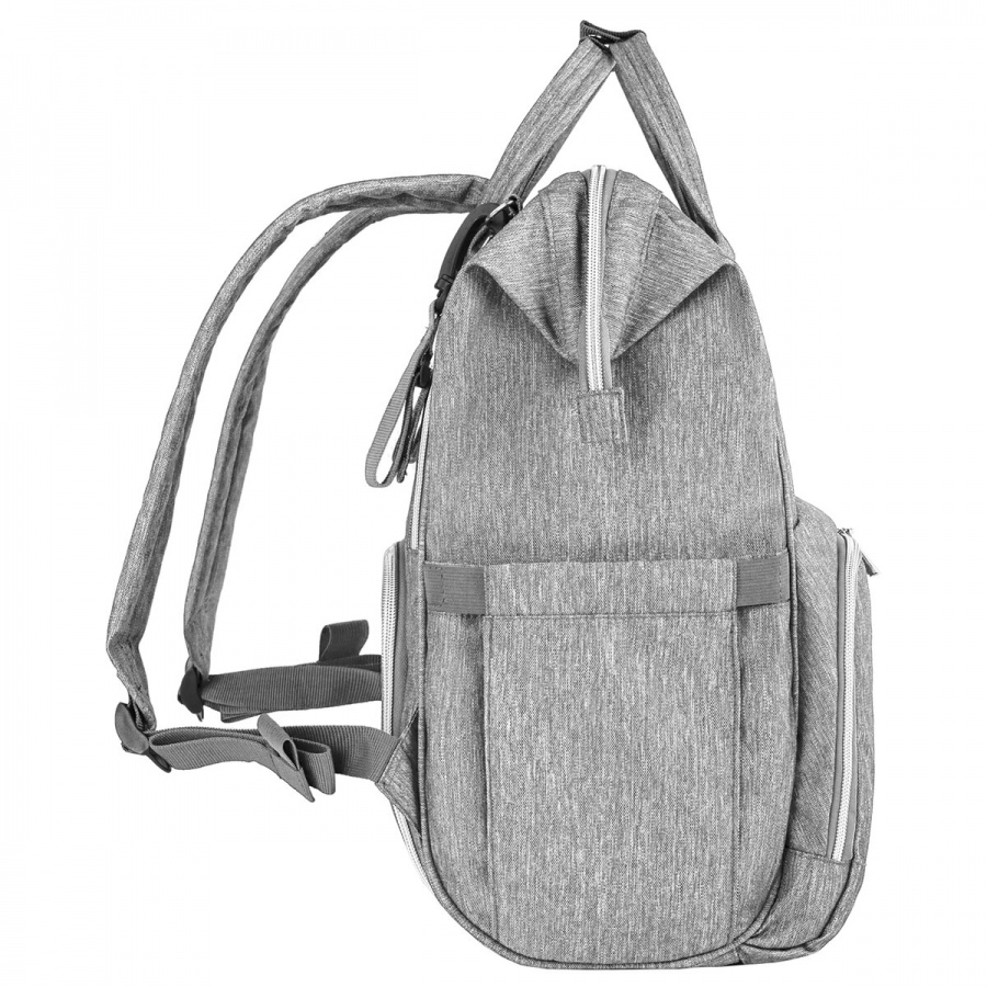 Рюкзак для мамы Brauberg Mommy с ковриком, крепления на коляску, термокарманы, серый, 40x26x17см (270819)