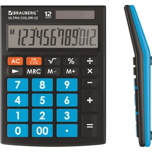 Калькулятор настольный Brauberg Ultra Color-12-BKBU (12-разрядный) черно-голубой (250497)