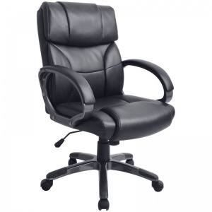 Кресло руководителя Helmi HL-E08 "Receipt", экокожа черная, пластик (274833)