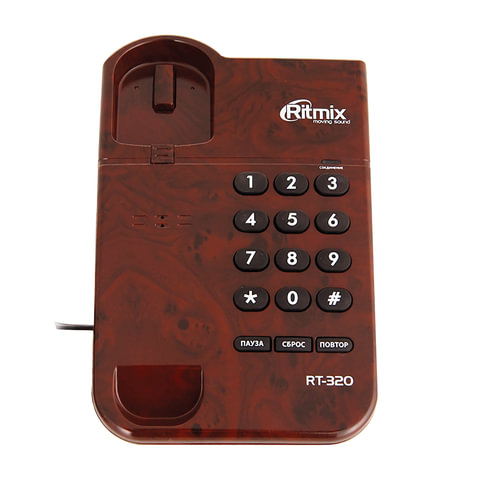 Проводной телефон Ritmix RT-320 coffee marble, блокировка набора ключом, коричневый (15118552)