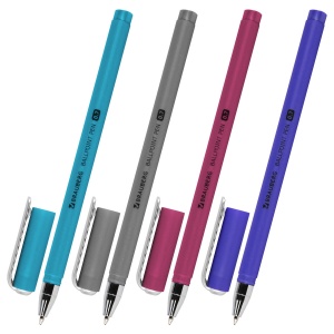 Ручка шариковая Brauberg Soft Touch Stick Metallic (0.35мм, синий цвет чернил, мягкое покрытие) 36шт. (143699)