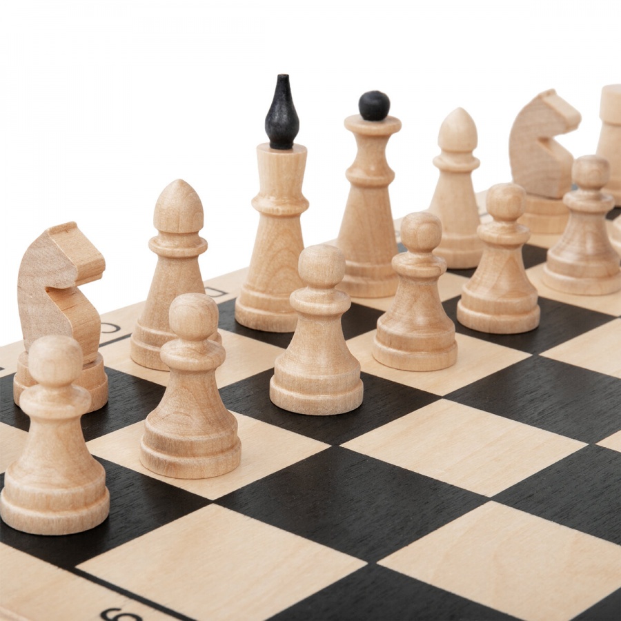 Набор настольных игр 3-в-1 Золотая сказка &quot;Шашки, шахматы и нарды&quot;, деревянные, большая доска 40х40см (664671)