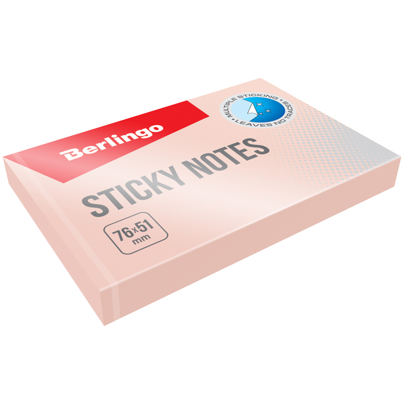 Стикеры (самоклеящийся блок) Berlingo Standard, 76x51мм, розовый пастель, 100 листов (HN7651SR)