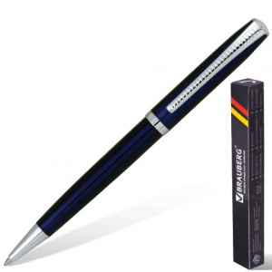 Ручка шариковая автоматическая Brauberg Cayman Blue (бизнес-класса, корпус синий, серебристые детали, синий цвет чернил) 1шт. (141409)