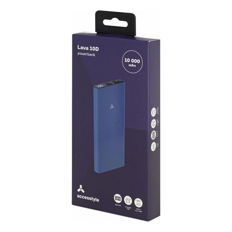 Внешний аккумулятор Accesstyle Lava 10D (10000 мАч) синий