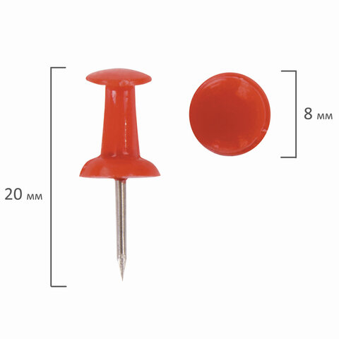 Кнопки силовые Brauberg, цветные, 50шт., пластиковая упаковка (221117), 40 уп.