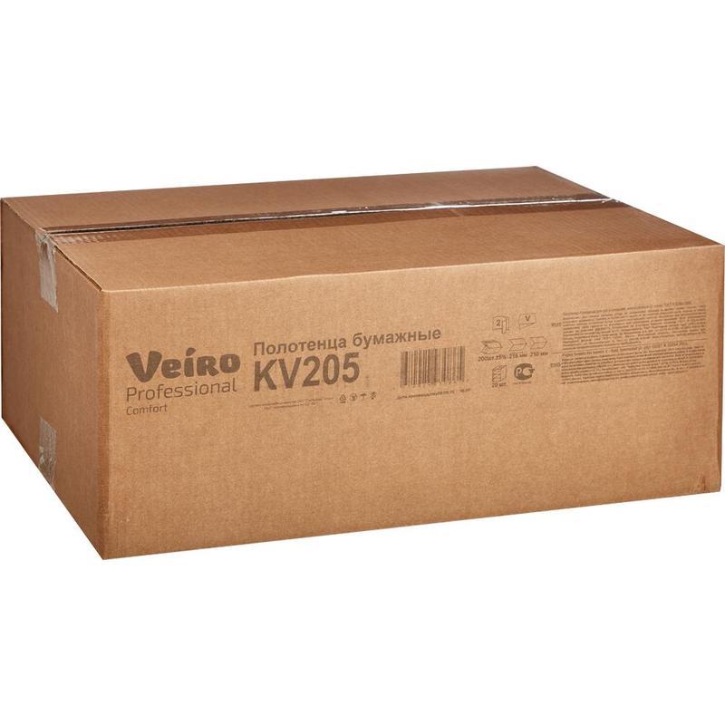 Полотенца бумажные для держателя 2-слойные Veiro Professional F1 Comfort, листовые V(ZZ)-сложения, 20 пачек по 200 листов (KV205)