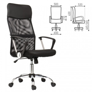 Кресло офисное Brabix "Flash MG-302", ткань/сетка черная, хром (530867)