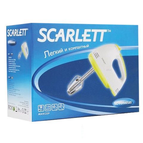 Миксер Scarlett SC-HM40S05, ручной, белый/фисташковый (SC-HM40S05)