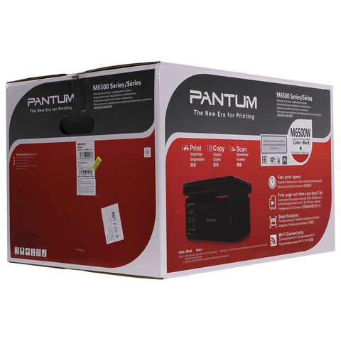 МФУ монохромное Pantum M6500W, черный, USB/LAN/Wi-Fi (с кабелем USB)