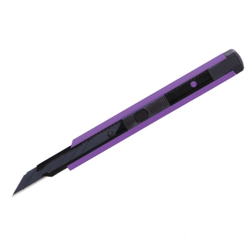 Нож канцелярский 9мм Berlingo ColorZone, черное лезвие, auto-lock, цветной (BM4120)