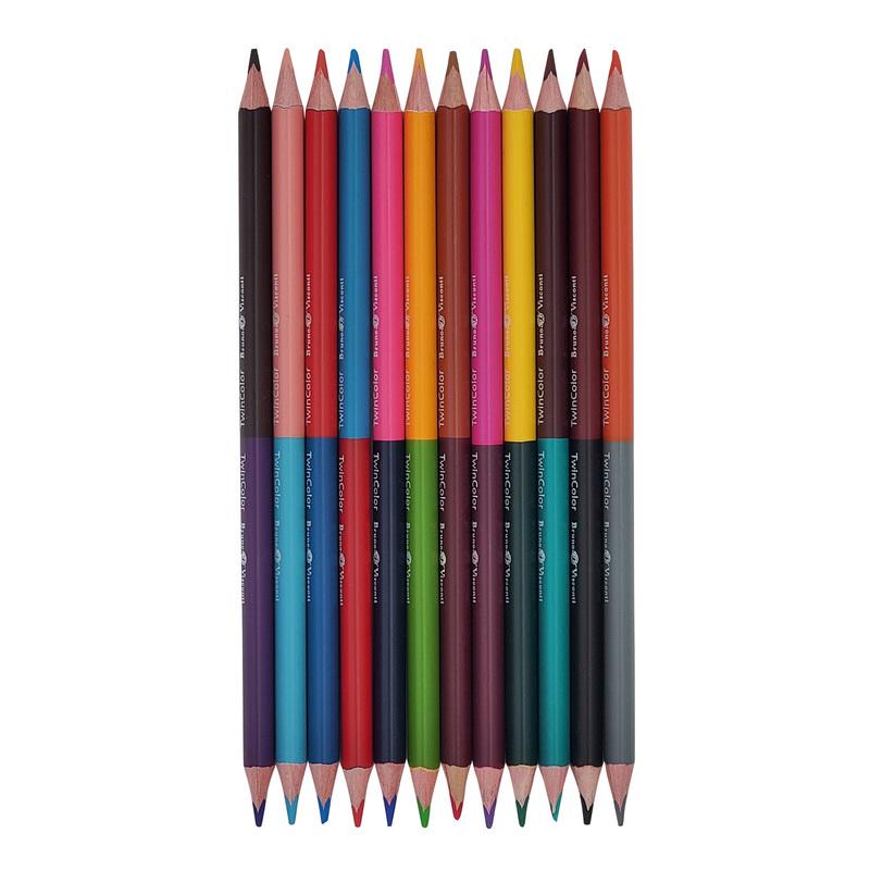 Карандаши цветные 24 цвета Bruno Visconti Twincolor Happy (L=175мм, d=3мм, 3гр, двусторонние), 12 уп.