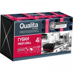 Губка поролон/абразив Qualita Profi Grill (105x65x46мм) 4шт.