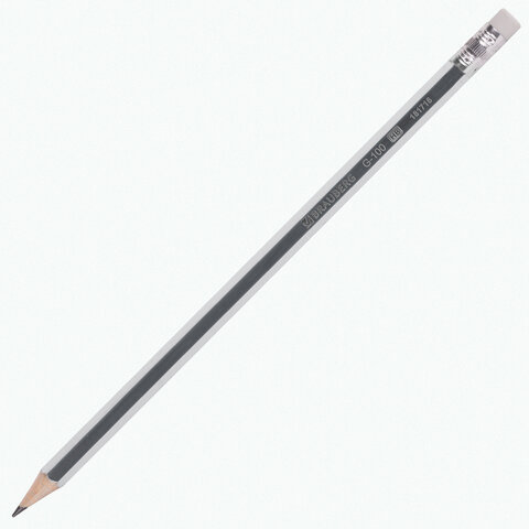 Набор чернографитных (простых) карандашей Brauberg G-100 (НВ, с ластиком, разные цвета корпуса) 12шт., 6 уп. (181716)