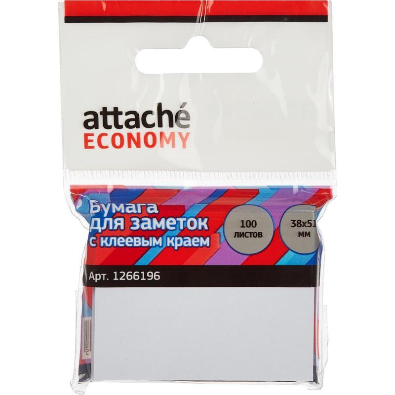 Стикеры (самоклеящийся блок) Attache Economy, 38x51мм, белая, 100 листов