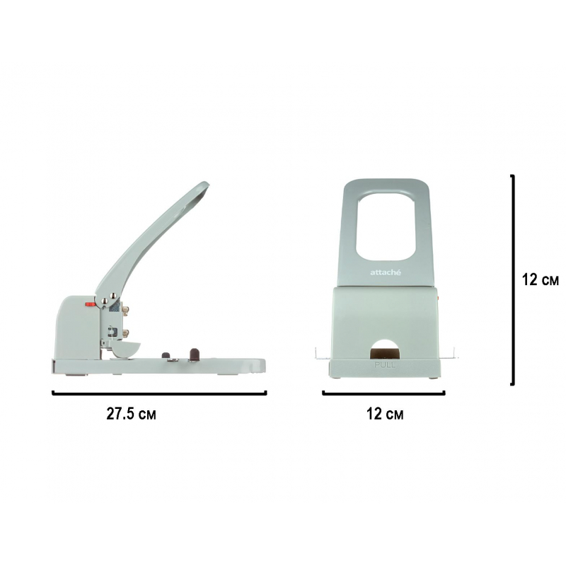 Дырокол мощный Attache Economy (до 100 листов, 2 отверстия) линейка, серый