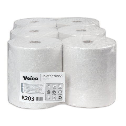 Полотенца бумажные для держателя 2-слойные Veiro H1 Comfort, рулонные, 6 рул/уп (K203)