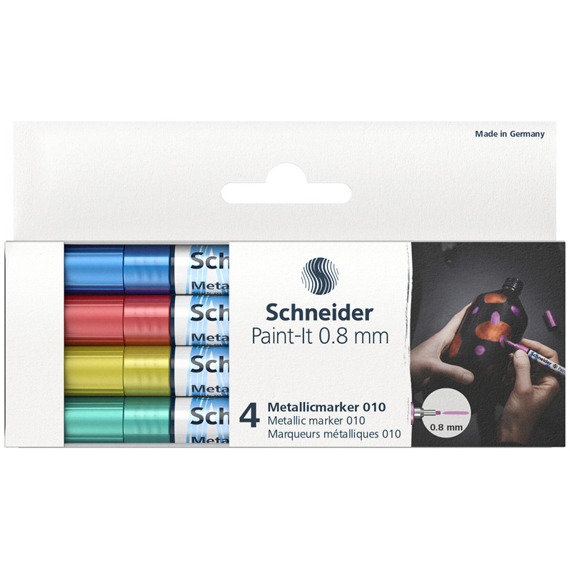 Набор маркеров для декорирования Schneider Paint-It 010 (0.8мм, 4 цвета, металлик) 4шт. (ML01011502)