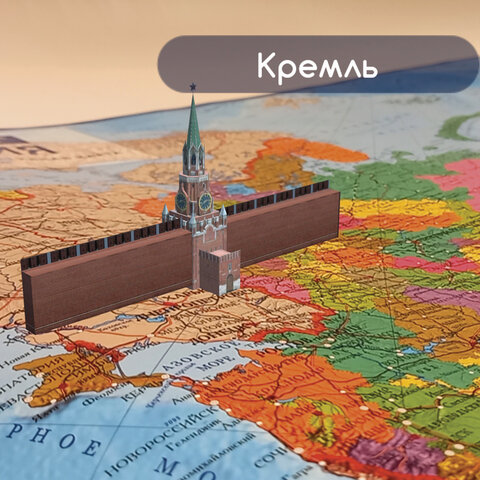 Настенная политико-административная карта России Brauberg (масштаб 1:8.5 млн) 101х70см, интерактивная, европодвес, 4шт. (112395)