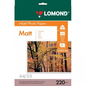 Бумага для струйной печати Lomond 0102144 (А4, 220г, матовое) пачка 50л.