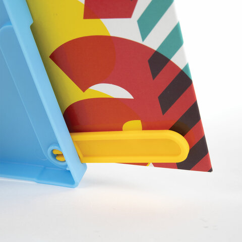 Подставка для книг Юнландия, регулируемый наклон, с боковыми зажимами, пластик, голубая (237899), 24шт.