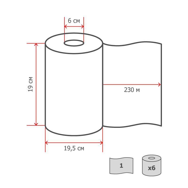 Полотенца бумажные для держателя 1-слойные Терес Комфорт макси ЦВ, рулонные, 6 рул/уп (Т-0160)