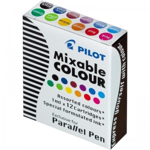 Чернильный картридж Pilot Parallel Pen, 12 цветов, 12шт., 12 уп. (IC-P3-AST)
