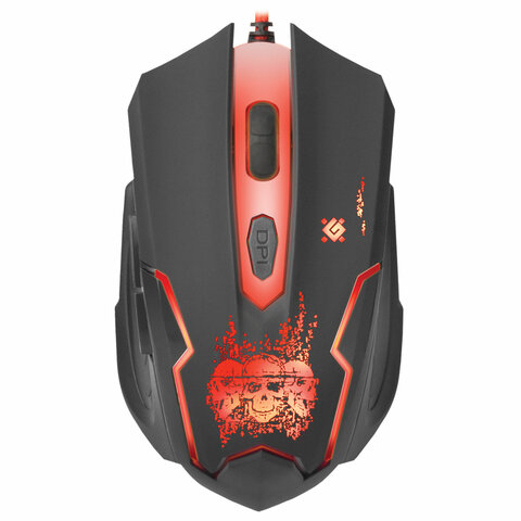 Мышь оптическая проводная игровая Defender Skull GM-180L, USB, 5 кнопок + 1 колесо-кнопка, черная, 2шт. (52180)