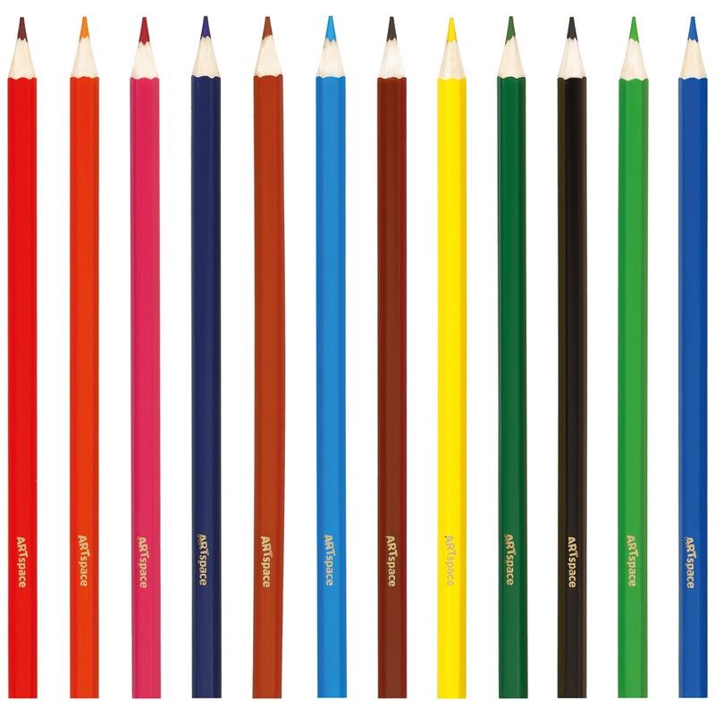 Карандаши цветные 12 цветов ArtSpace &quot;Монстрики&quot; (L=177мм, D=7мм, 6гр) картон, европодвес (CP_41030)