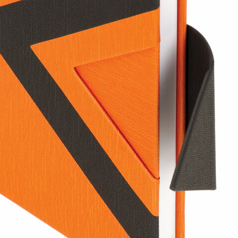 Ежедневник недатированный А5 Brauberg Waves (160 листов) обложка кожзам, оранжевый/черный (111878), 30шт.