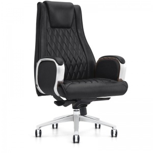 Кресло руководителя Easy Chair 518 ML, кожа черная, хром