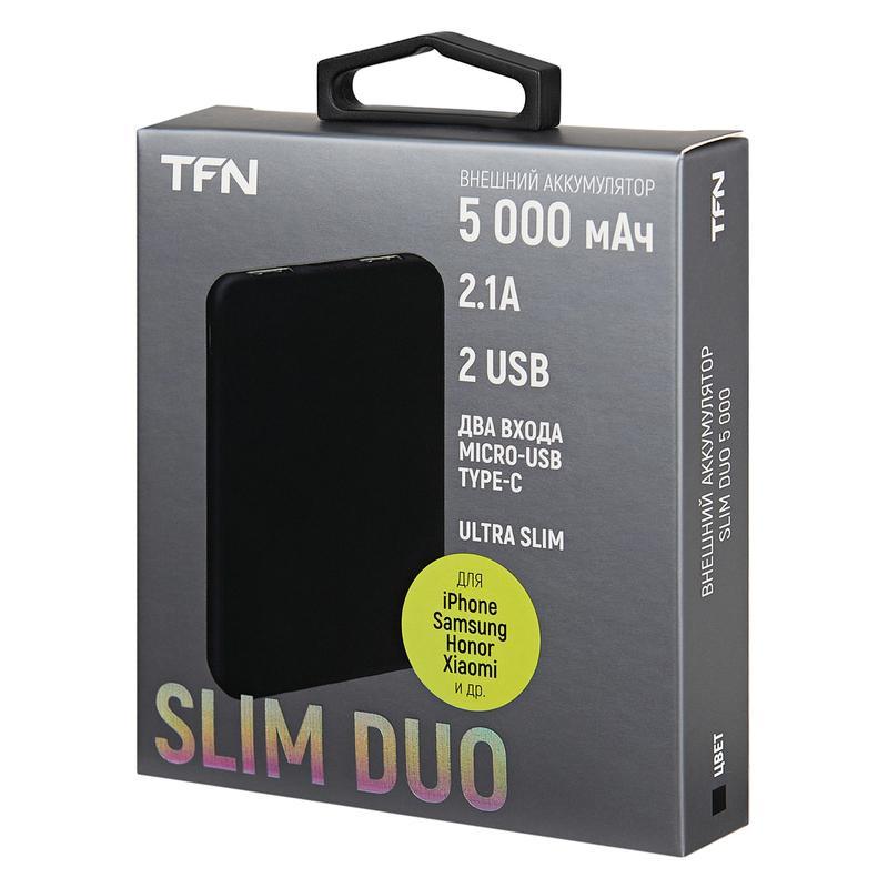 Внешний аккумулятор TFN Slim Duo (5000 мАч) черный (TFN-PB-201-BK)