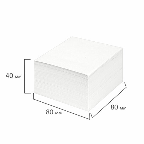 Блок-кубик для записей Staff, 80x80x40мм, непроклеенный, белый (126368), 36шт.