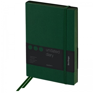 Ежедневник недатированный А5 Berlingo Western (136 листов) обложка кожзам, с резинкой, зеленая (UD0_85504)