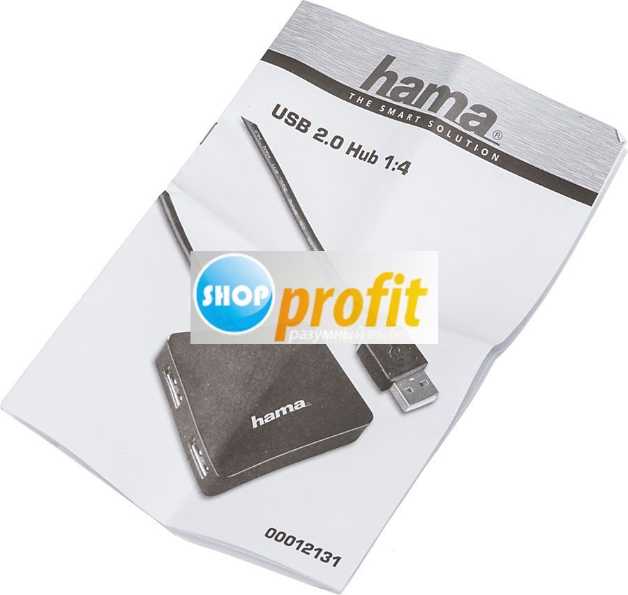 Разветвитель (хаб) USB Hama Square, на 4 порта, черный (H-12131)