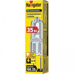 Лампа галогенная Navigator JC (35Вт, clear G6.35, 12В) теплый белый, 1шт. (94211)