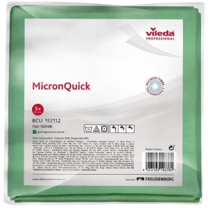 Салфетка хозяйственная Vileda MicronQuick (40х38см) микрофибра, зеленая, 5шт. (152112)