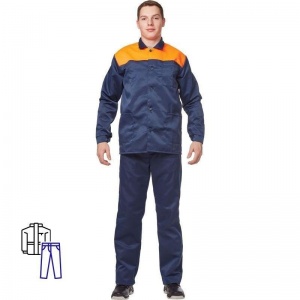 Спец.одежда летняя Костюм мужской л16-КБР, куртка/брюки, синий/оранжевый (размер 64-66, рост 182-188)
