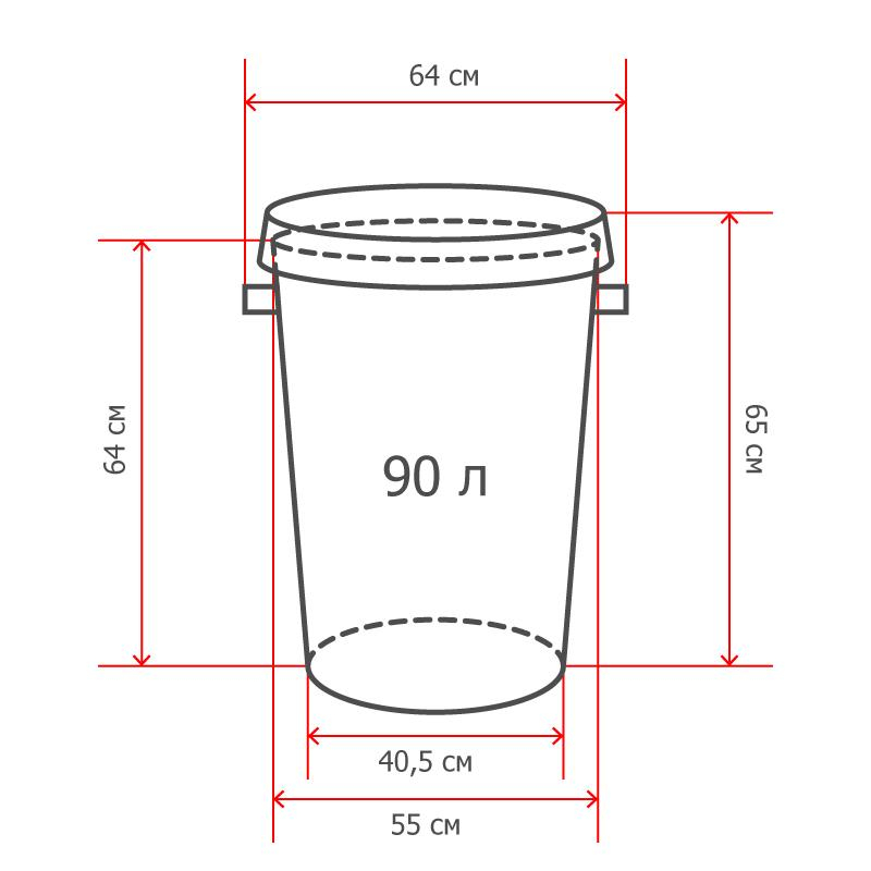 Контейнер для мусора 90л Idea, пластик серый, 550x650x640мм (М 2394)