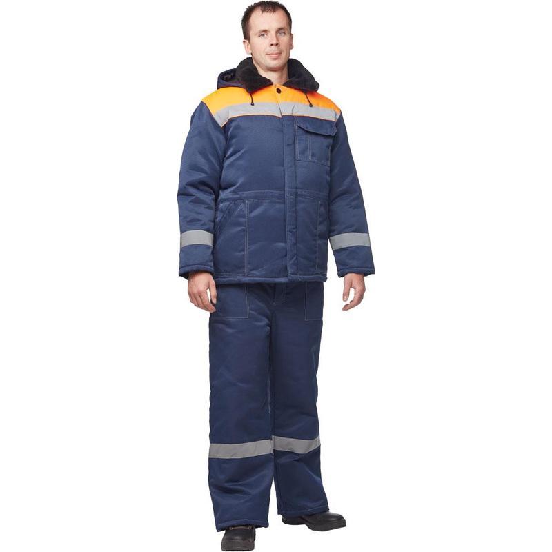 Спец.одежда Куртка зимняя мужская з32-КУ(1) с СОП, синий/оранжевый (размер 68-70, рост 170-176)
