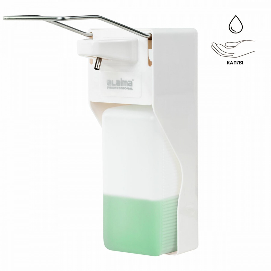 Диспенсер для жидкого мыла и антисептика Лайма, еврофлакон 1л, ABS-пластик (X-2265)