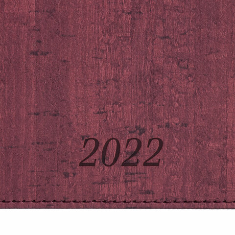 Еженедельник датированный на 2022 год А6 Brauberg Wood (64 листа) обложка кожзам &quot;под дерево&quot;, бордовый, 3шт. (112895)