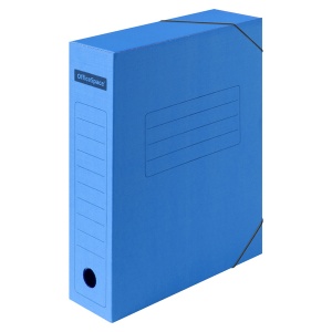 Папка на резинках картонная OfficeSpace (А4, корешок 75мм, до 400л., микрогофрокартон) синяя, 1шт. (225424)