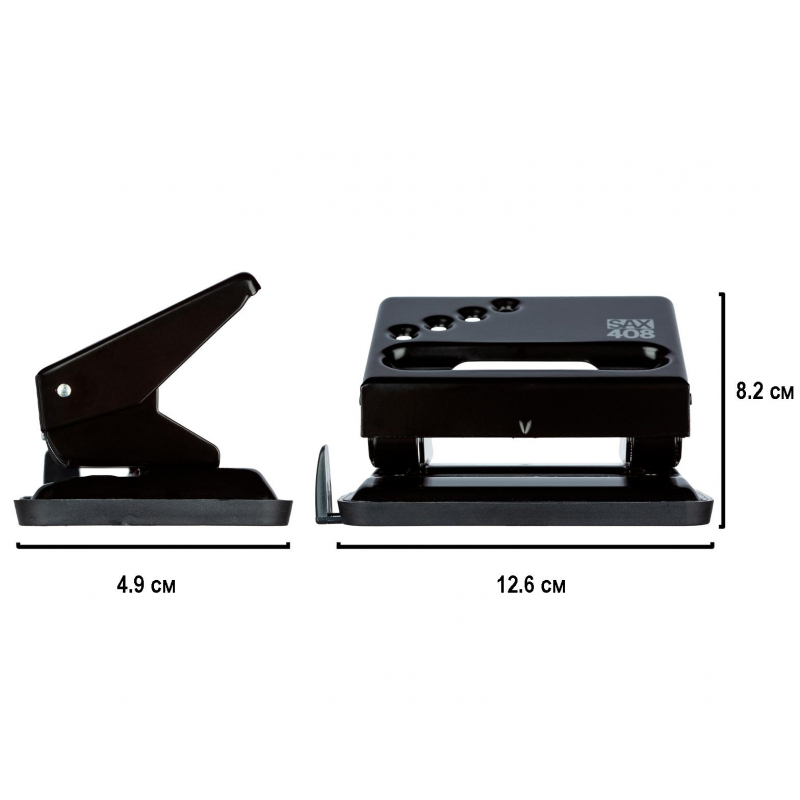 Дырокол Sax 408, до 30 листов, линейка, черный