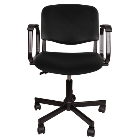 Кресло офисное КР08, кожзам черный, пластик черный, с подлокотниками (КР01.00.08-201-)