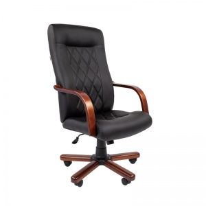 Кресло руководителя Easy Chair 430, экокожа черная, массив дерева, металл