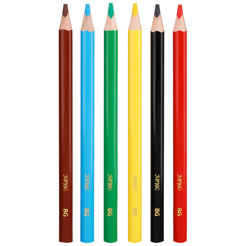 Карандаши цветные 6 цветов BG Jumbo (L=175мм, d=5мм, 3гр) 12 уп. (KR6C_t 4643)