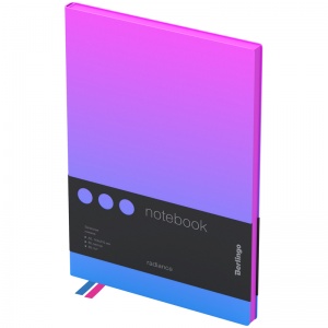 Записная книжка А5 Berlingo "Radiance", 80 листов, клетка, кожзам, черный срез, розовый/голубой градиент (NB0_93502)