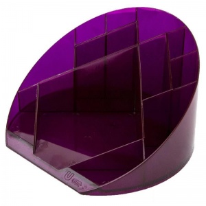 Подставка для канцелярских принадлежностей Attache Яркий офис, 12 отделений, прозрачная фиолетовая